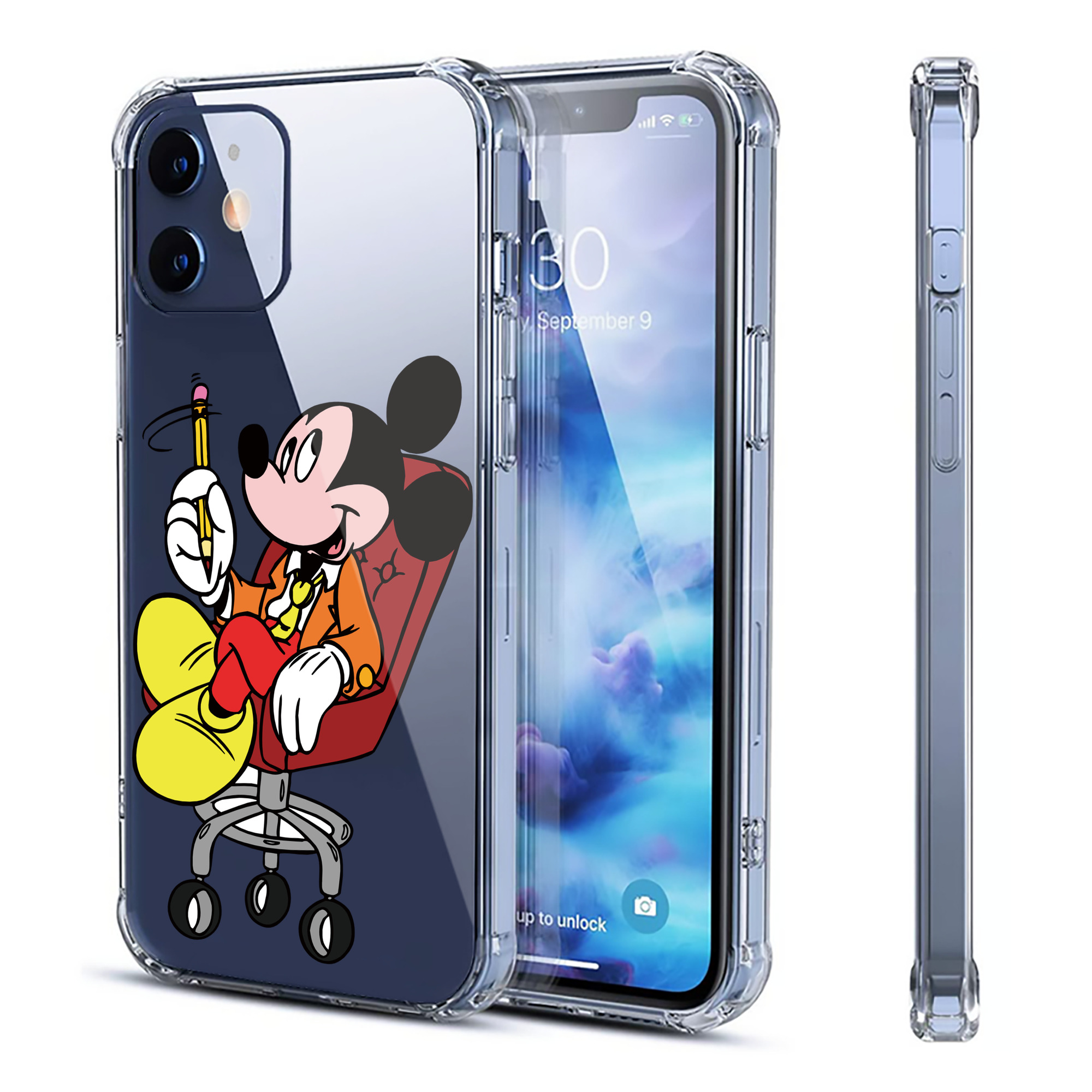 （画像用） ミッキーマウス Mickey Mouse 【iPhone 12シリーズ対応】透明スマホケース（クリアソフトケース）